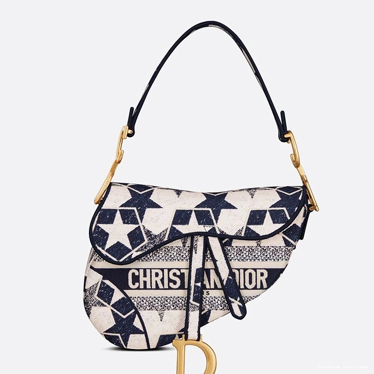 Dior Etoile Canvas White Christian Saddle Blue Bag Motif 0707 Luxury
